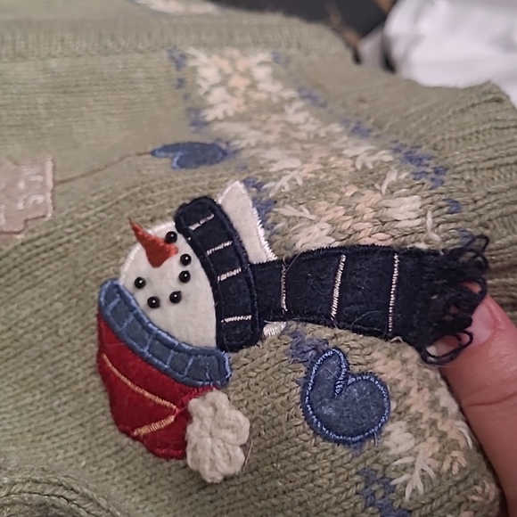 Croft & Barrow Womens Medium Petite Snowman Winter zip up acrylic sweater - Picture 3 of 7